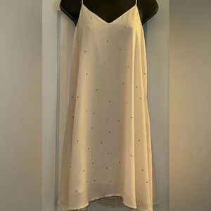 Umgee Spaghetti Strap V Neck Cream Dress with Bronze Dots